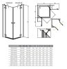 Fuenta New KDD 90x80 szögletes zuhanykabin méretei