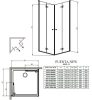 Fuenta New KDD-B 90x90 szögletes, nyílóajtós zuhanykabin méretei