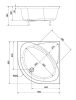 Selma 90x90 cm íves magasított zuhanytálca