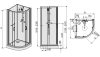 kpl-KCKP4/CLII 90 komplett zuhanykabin méretei