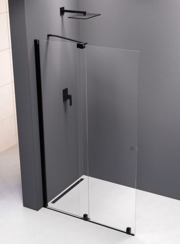 Modular Shower Black 120 fix fal tolóajtóval